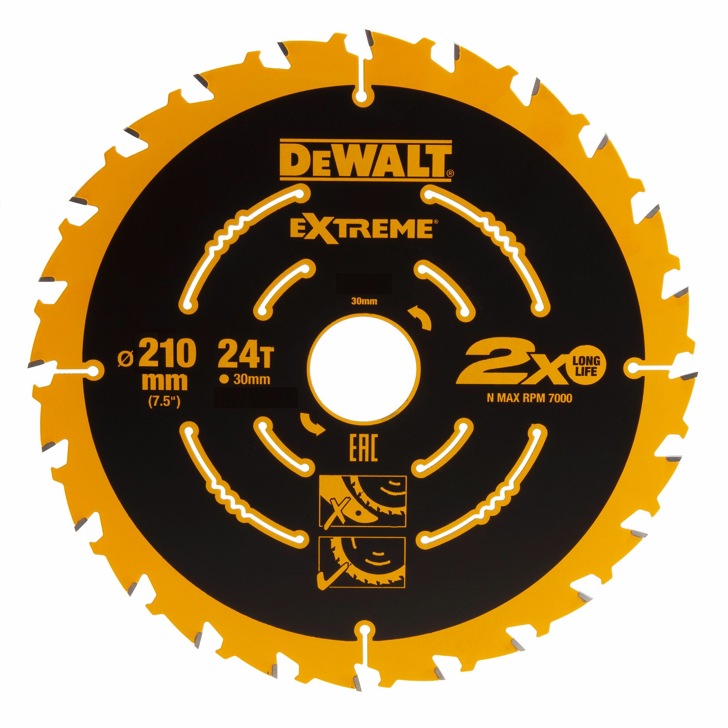 Griešanas disks kokam DeWalt Extreme; 210x2,4x30 mm; Z24
