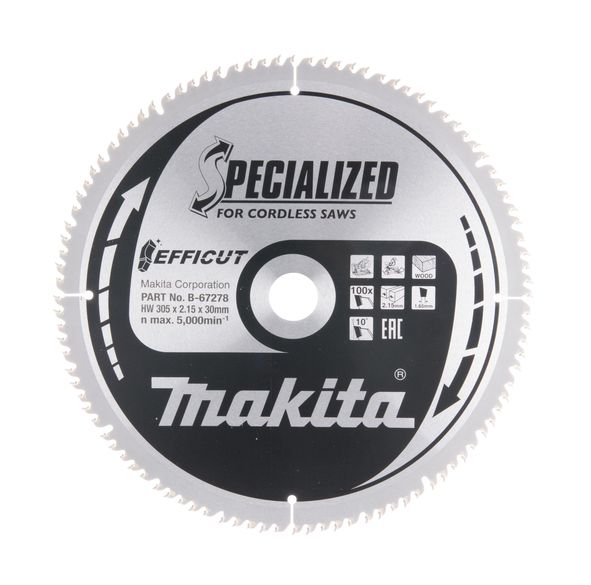 Griešanas disks kokam Makita EFFICUT; 305x2,15x30,0 mm; Z100; 10°