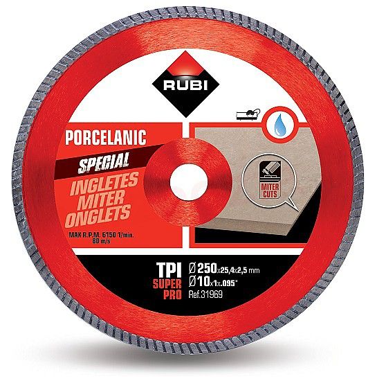 Dimanta griešanas disks mitrai griešanai Rubi TPI 250 SUPERPRO; 250 mm