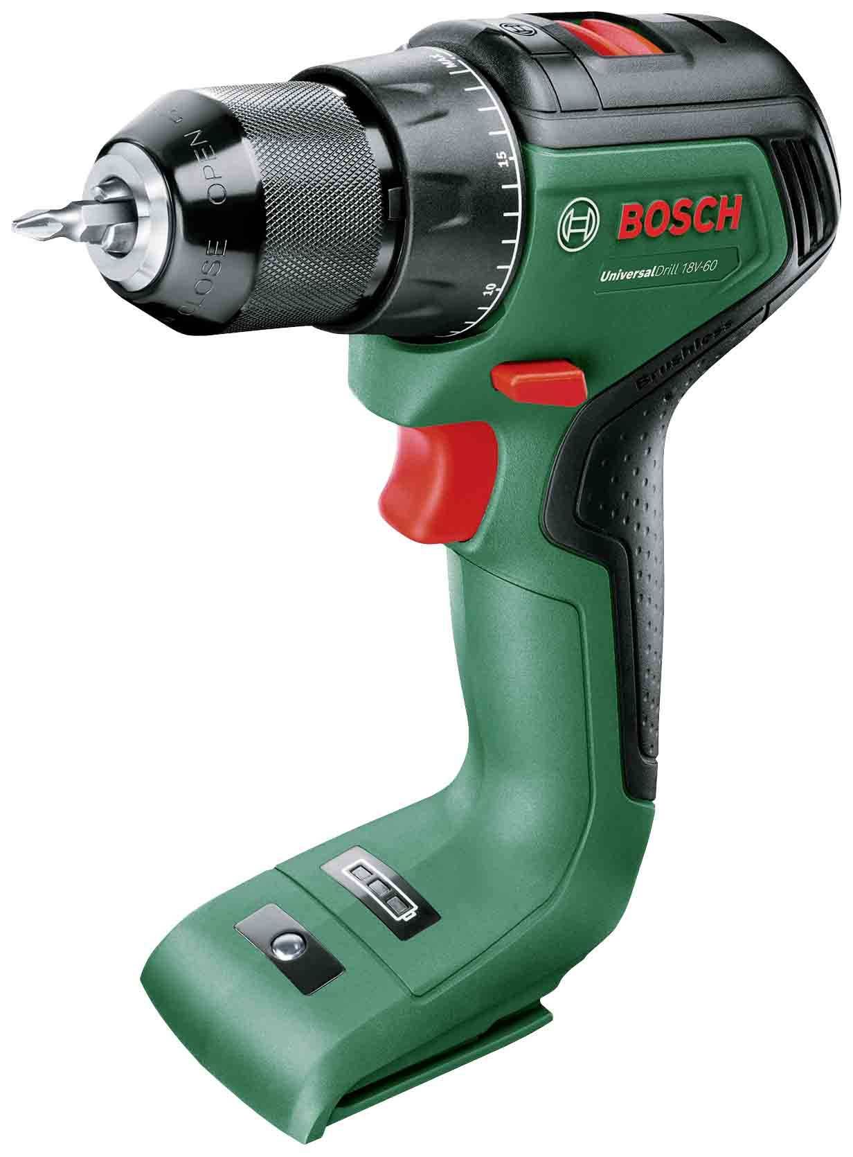 Urbjmašīna-skrūvgriezis Bosch UniversalDrill 18V-60 solo; 18 V (bez akumulatora un lādētāja)