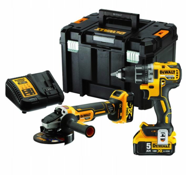Instrumentu komplekts DeWalt DCK2020P2T-QW (DCG405 + DCD791); 18 V; 2x5,0 Ah akum.