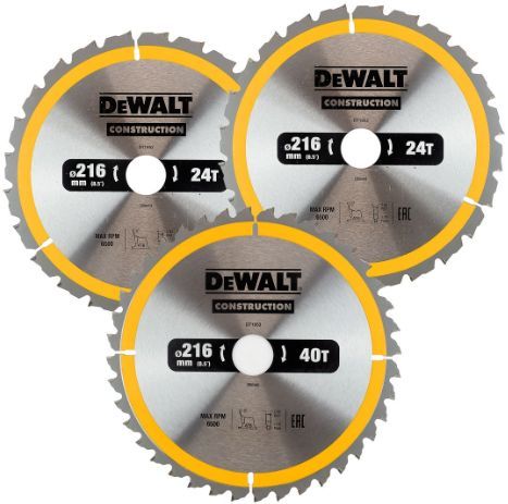 Griešanas disks kokam DeWalt DT1962; 216 mm; 2x24T; 1x40T; 3 gab.