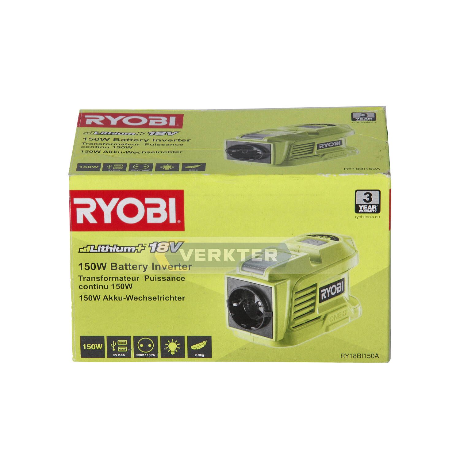Akumulatoru adapteris Ryobi RY18BI150A-0; 230 V -> USB (x2); Tālruņa akumulatoru uzlādēšanai