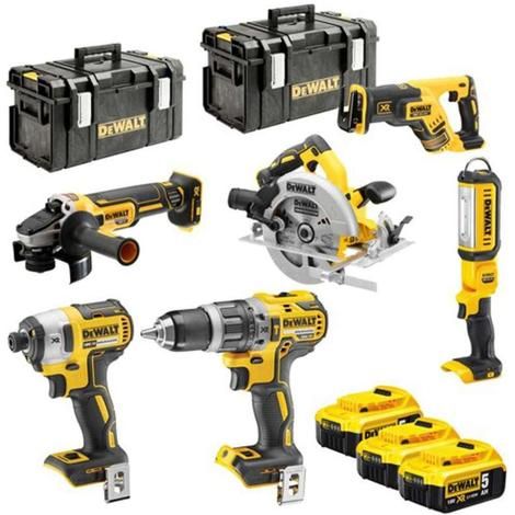 Instrumentu komplekts DeWalt DCK623P3-QW (DCG405 + DCS367 + DCS570 + DCF887 + DCD796 + DCL050); 18 V; 3x5,0 Ah akum.