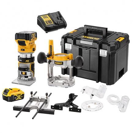 Frēze DeWalt DCW604P2-QW; 18 V; 2x5,0 Ah akum.
