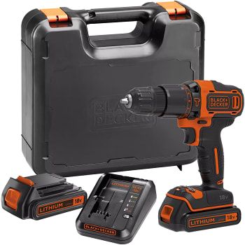 Akumulatora triecienurbjmašīna-skrūvgriezis Black & Decker BDCHD18K1B2-QW; 18V; 2x2,0...