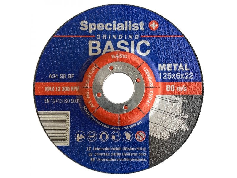 Slīpēšanas disks Specialist 125X6X22; 125x6x22 mm