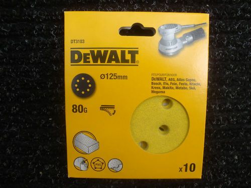 Koka slīpēšanas loksne DeWalt DT3103-QZ; K80; 125 mm; 10 gab.