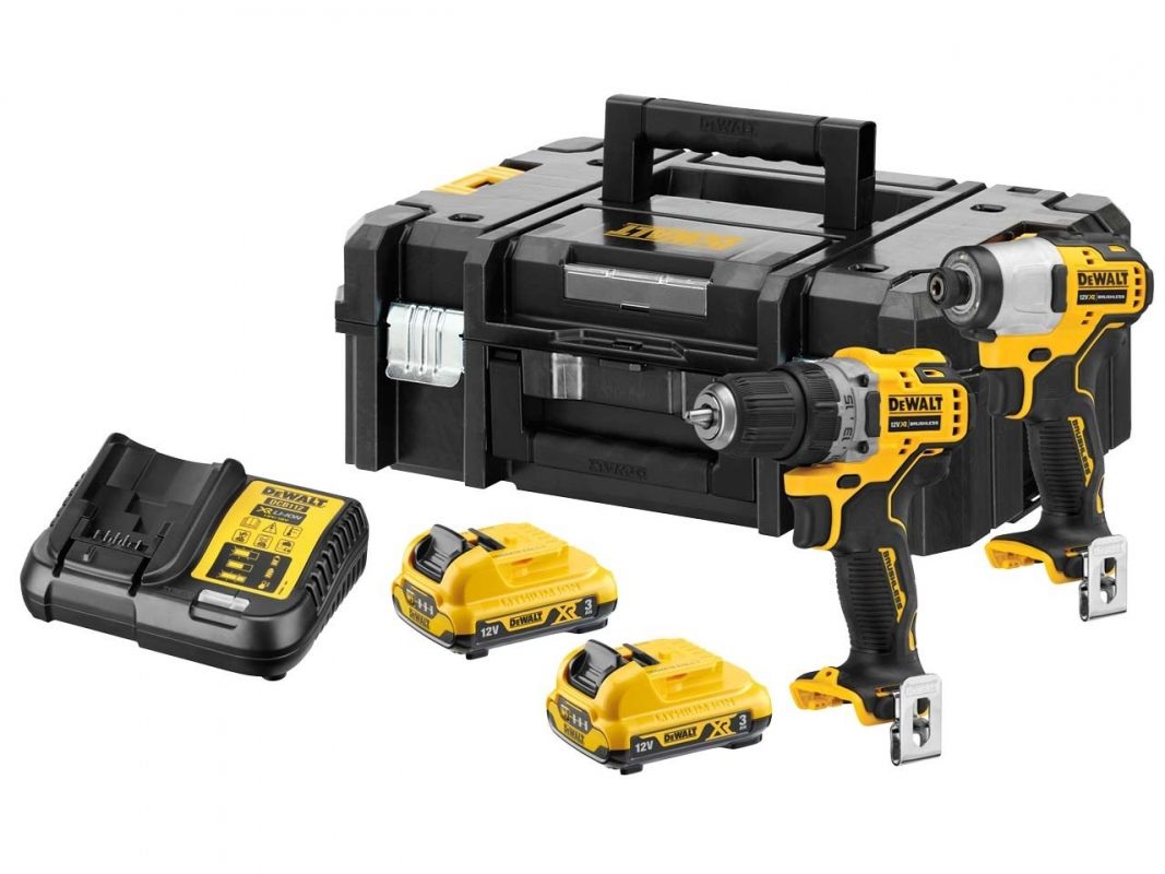 Instrumentu komplekts DeWalt DCK2110L2T-QW (DCD701 + DCF801); 12 V; 2x3,0 Ah akum.