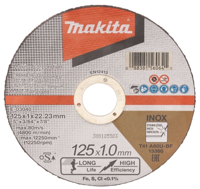 Abrazīvais griešanas disks Makita E-03040-12; 125x1 mm; 12 gab.