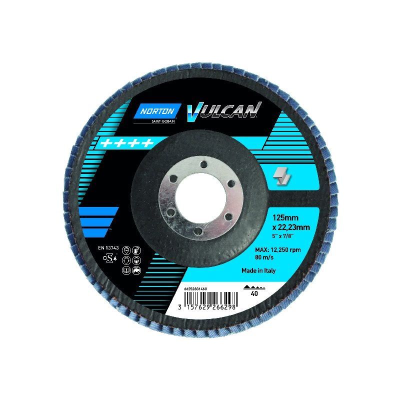 Lāpstveida slīpēšanas disks Norton Vulcan R842; 125x22 mm; P60