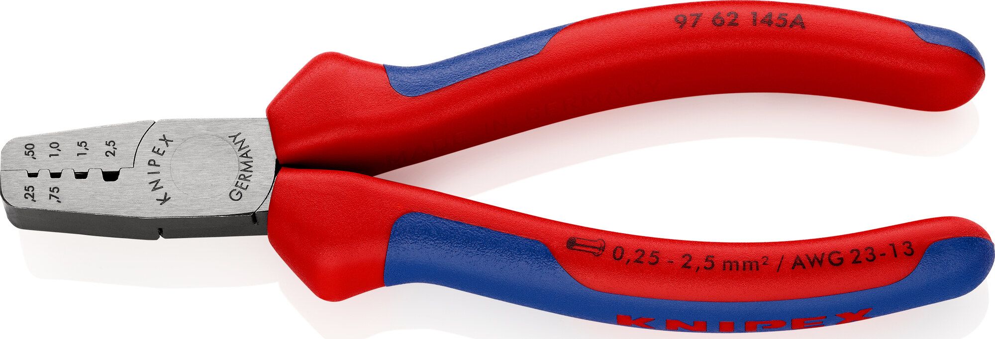 Uzgaļu presēšanas knaibles Knipex 9762145A; 145 mm