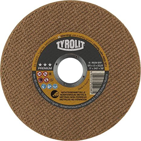 Griešanas disks alumīnijam Tyrolit 34332822; 41F; 125x1,0x22,23 mm; A60N-BFP