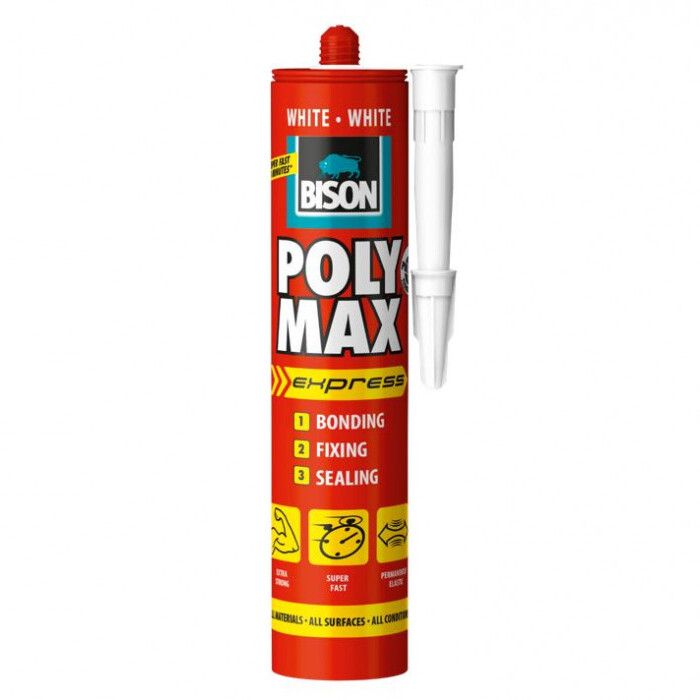 Sealants iekštelpu un āra darbiem Bison 1190903 Poly Max; 280 ml; balts