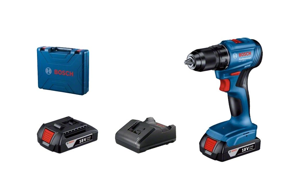 Urbjmašīna-skrūvgriezis Bosch GSR 185-LI; 18 V; 2x2,0 Ah akum.