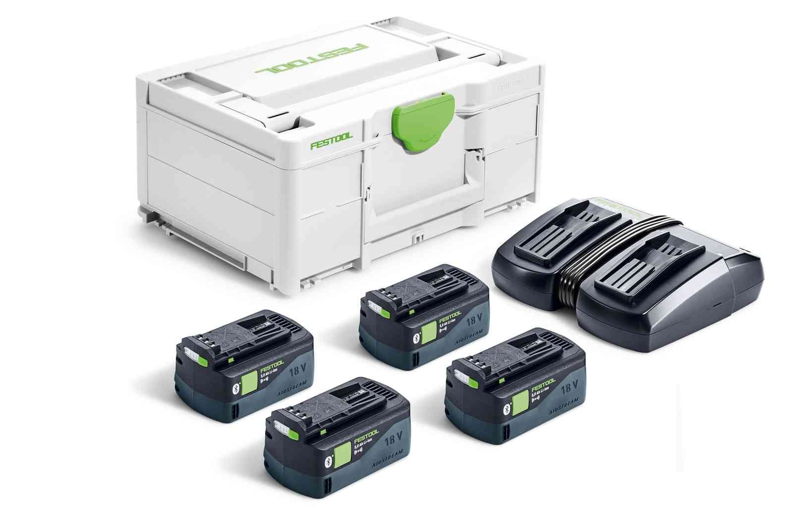 Piederumu komplekts Festool SYS 18V 4x5,0/TCL 6 DUO; 18 V; 4x5,0 Ah akum.