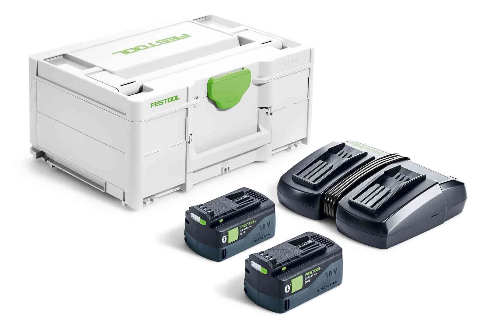 Piederumu komplekts Festool SYS 18V 2x5,0/TCL 6 DUO; 18 V; 2x5,0 Ah akum.