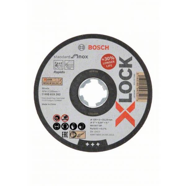 Abrazīvais griešanas disks Bosch 2608619364; 125x22,23 mm; X-Lock; 10 gab.
