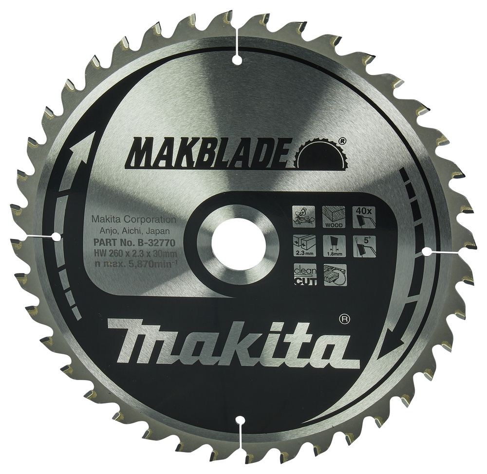 Griešanas disks Makita B-32770; 260x30 mm; Z40; 5°