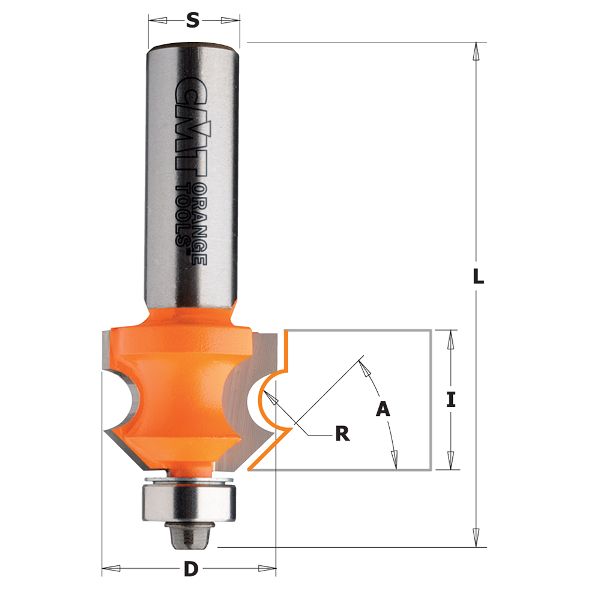 Profila gropju frēze CMT; S=12 mm; D=23,8 mm; R=4 mm; ar lodīšgultni