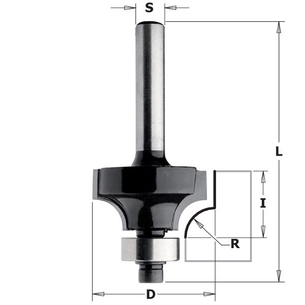 Apaļošanas frēze CMT Contractor K938-287; R=8; S=8; D=28,7 mm; ar lodīšgultni