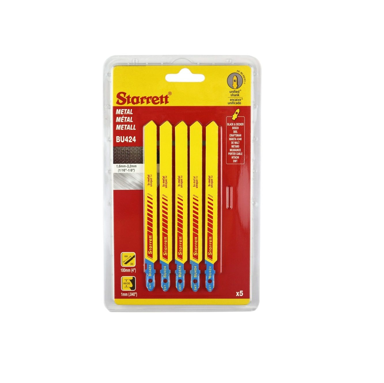 Figūrzāģa asmeņi Starrett BU424; 5 gab.