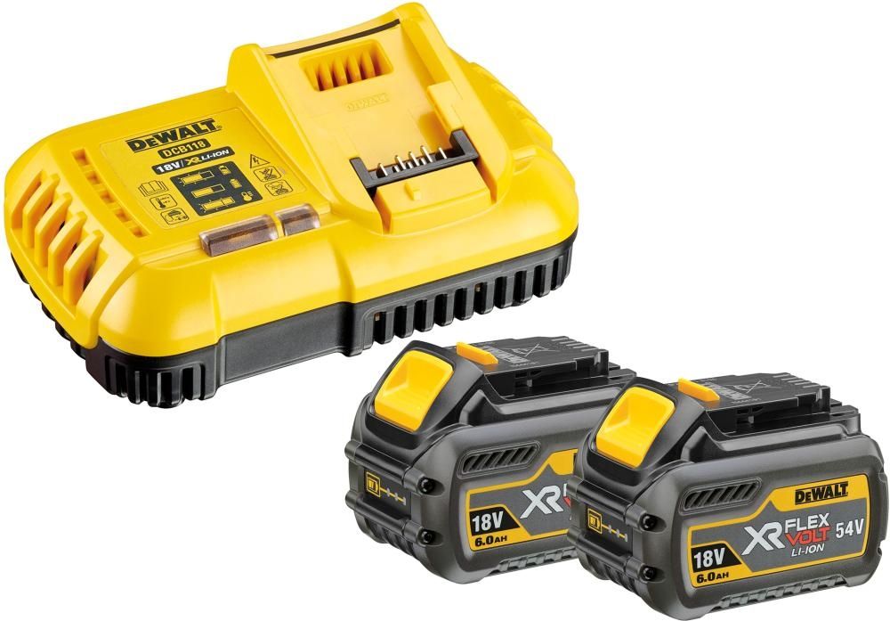 Piederumu komplekts DeWalt DCB118T2; 18/54 V; 2x6,0 Ah + lādētājs DCB118