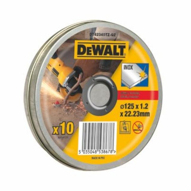 Abrazīvais griešanas disks DeWalt DT42340TZ; 125x1,2 mm; 10 gab.