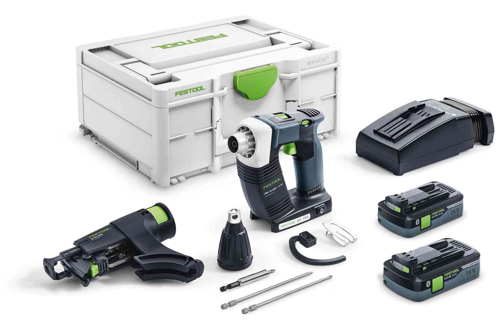 Lentveida skrūvgriezis Festool DWC 18-4500 HPC 4,0 I-Plus DURADRIVE; 18 V; 2x4,0 Ah akum.