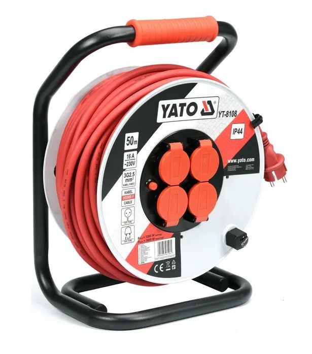 Pagarinātājs saritināms uz spoles Yato YT-8108; 50 m; 3x2,5 mm²