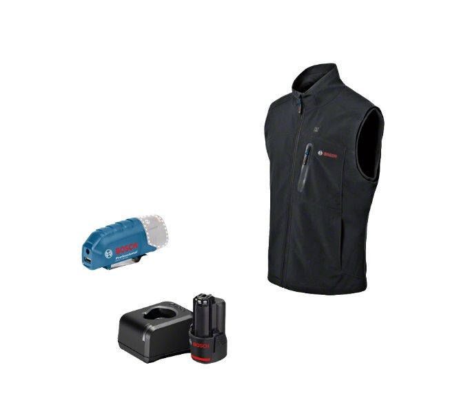 Apsildāma veste Bosch GHV 12; M; 12 V; 1x2,0 Ah + usb adapteris GAA 12V-21