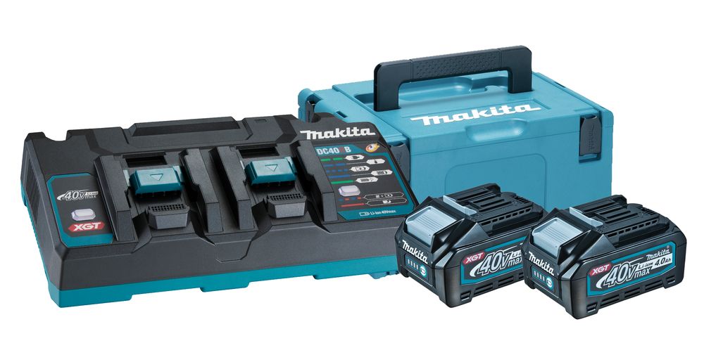 Piederumu komplekts Makita 191U00-8 (BL4040+DC40RB+MAKPAC); 40 V; 2x4,0 Ah akum.