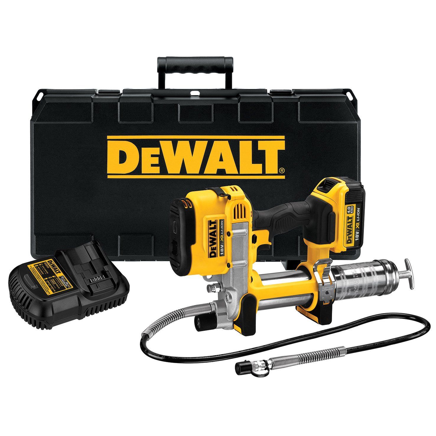 Akumulatora smērvielas pistole DeWalt DCGG571M1-QW; 18 V; 1x4,0 Ah akum.