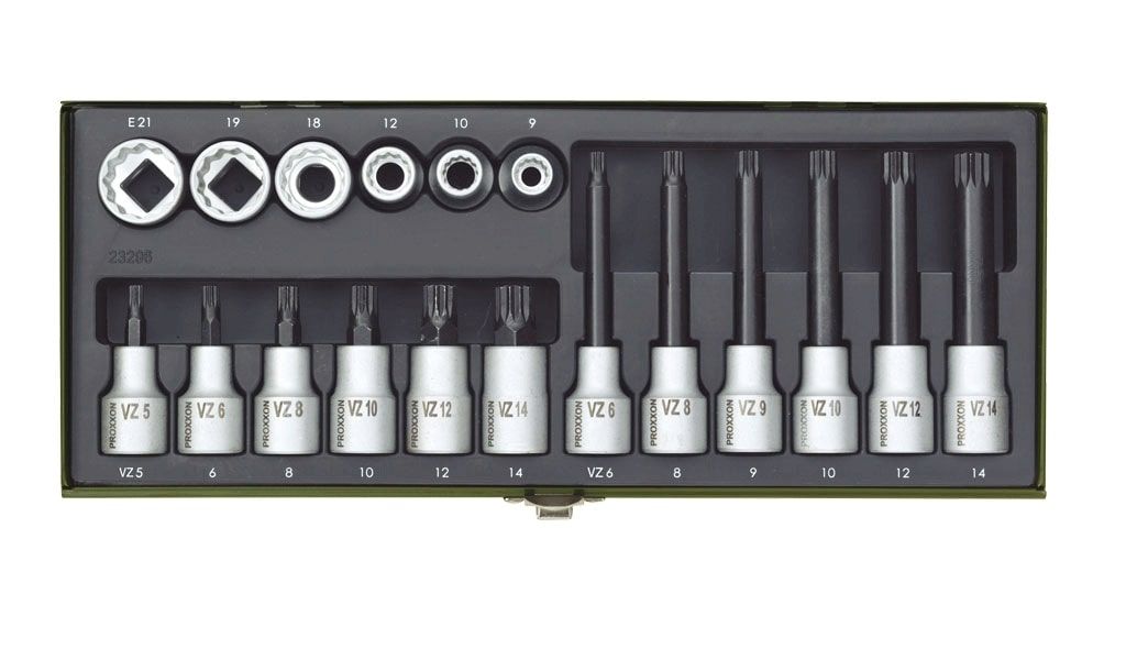 Muciņu ar uzgaļiem komplekts Proxxon; 18 gab.