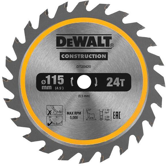 Griešanas disks kokam DeWalt DT20420-QZ; 115 mm; Z24