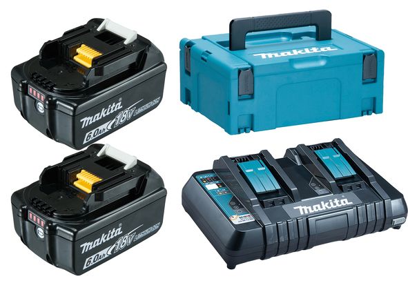 Piederumu komplekts Makita PowerPack; 18 V; 2x6,0 Ah akum. + lādētājs