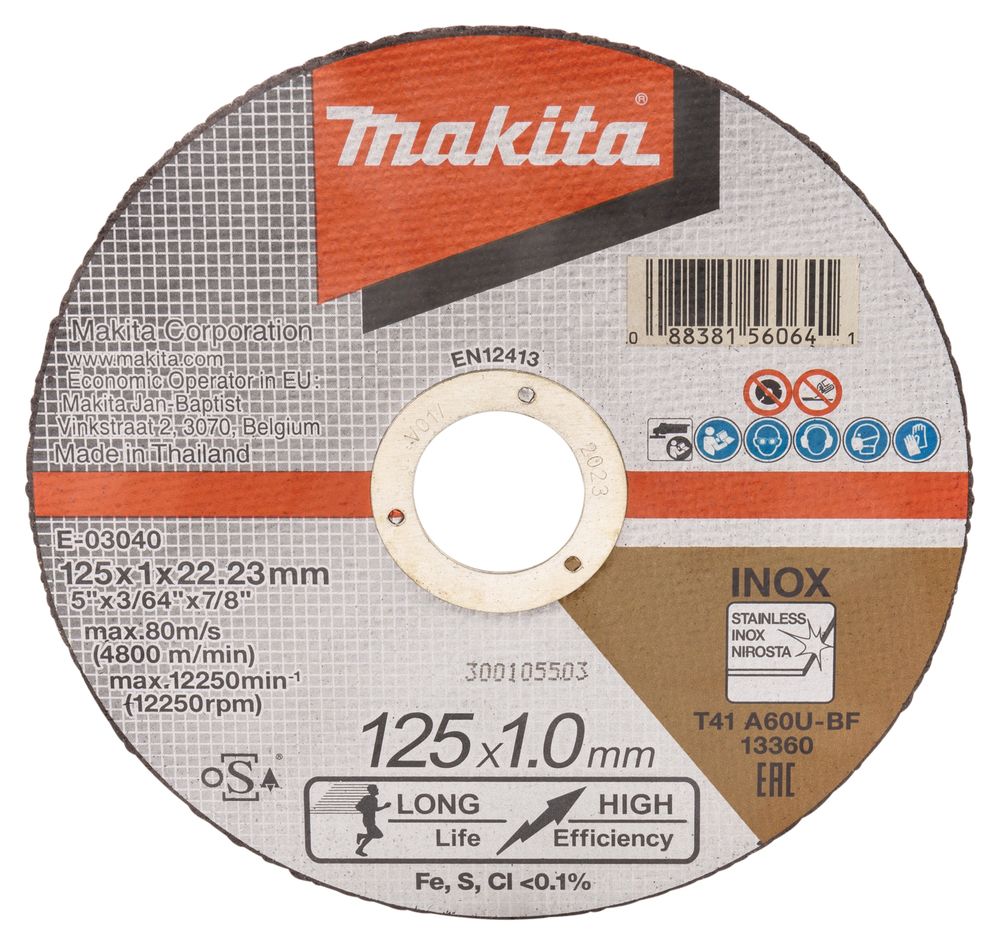 Abrazīvais griešanas disks Makita E-03040; 125x1 mm