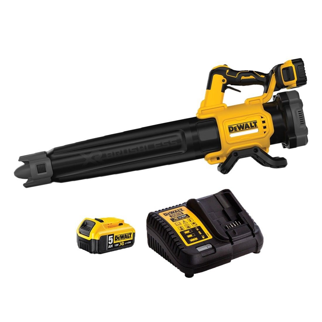 Akumulatora lapu pūtējs DeWalt DCMBL562P1-QW; 18 V; 1x5,0 Ah akum.