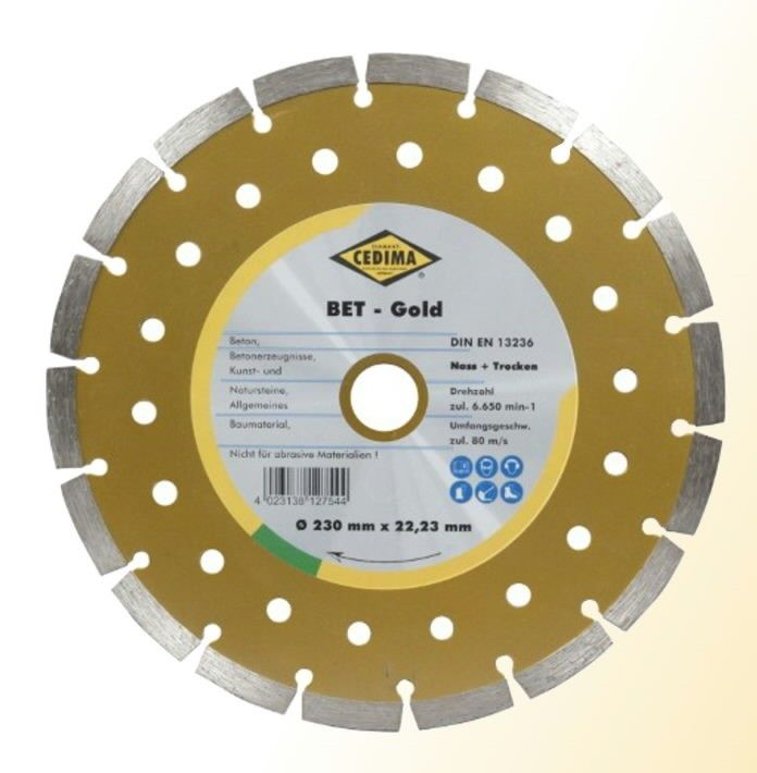 Dimanta griešanas disks Cedima Beton Gold; 230x22,23 mm