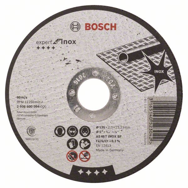 Abrazīvais griešanas disks Bosch AS 46 T INOX BF; 125x2 mm