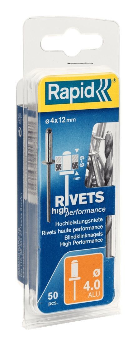 Kniedes Rapid; 4 mm; 12 mm; 50 gab.