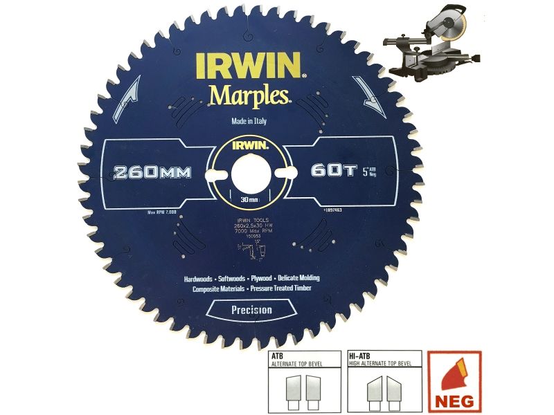 Griešanas disks kokam Irwin Marples; 250x2,5x30,0 mm; Z60