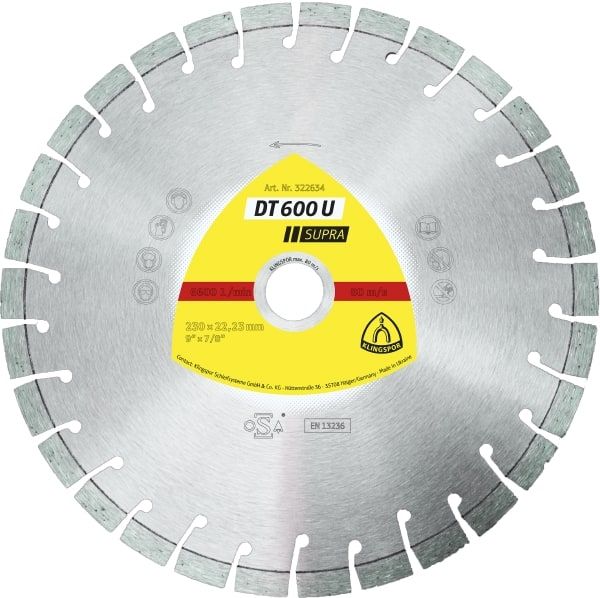 Dimanta griešanas disks Klingspor DT 600 U Supra; 300x2,8x25,4 mm