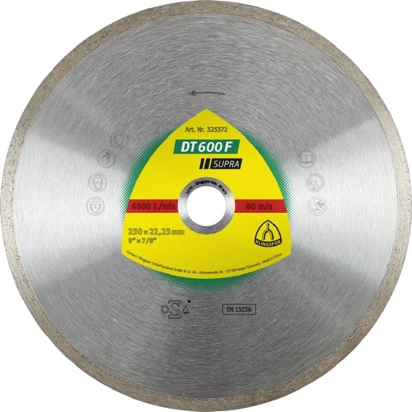 Dimanta griešanas disks mitrai griešanai Klingspor DT 600 F Supra; 200x1,9x30,0 mm