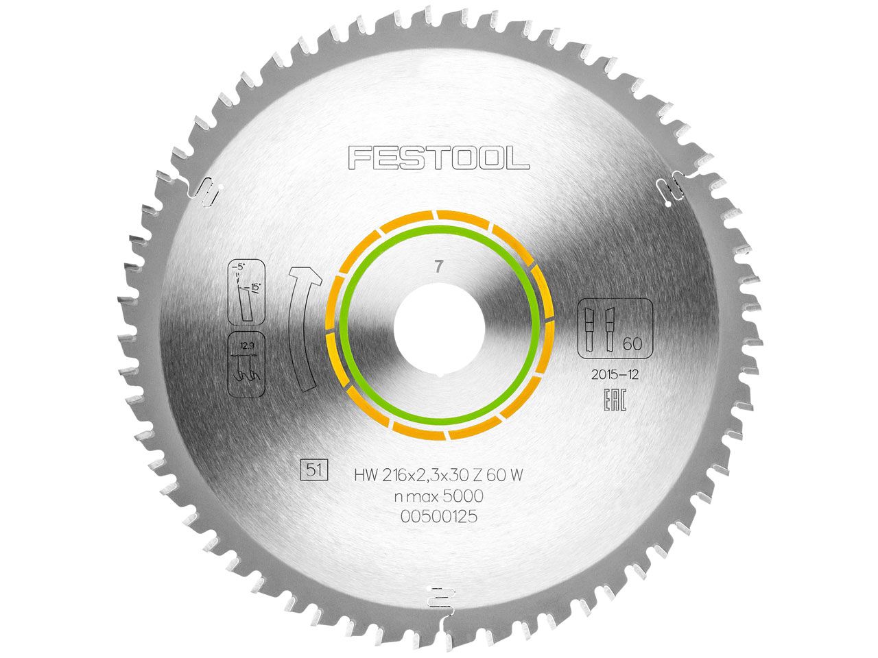 Griešanas disks kokam Festool; 216x2,3x30,0 mm; Z60; -5°