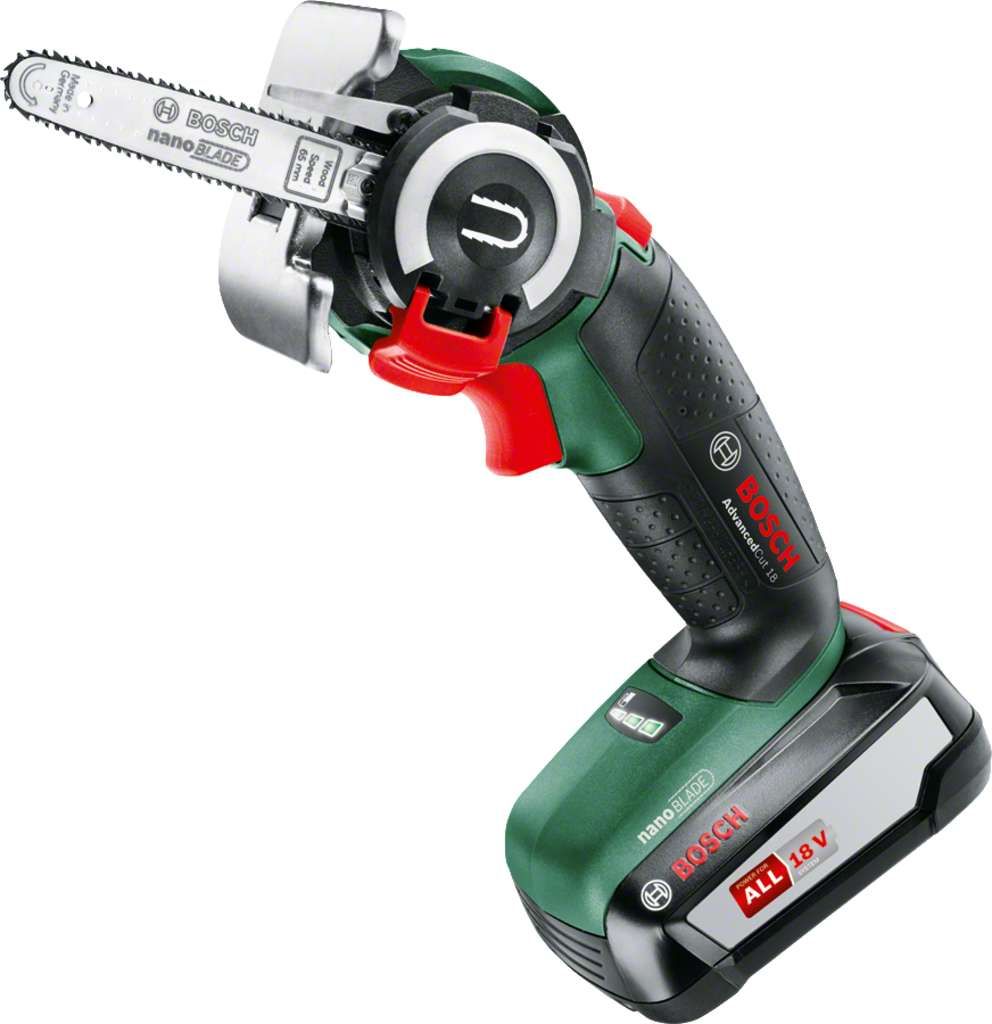 Ķēdes zāģis Bosch Advanced Cut; 18 V; 1x2,5 Ah akum.; 6,5 cm sliede