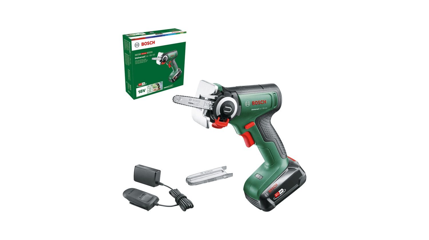 Atzarošanas motorzāģis Bosch Universal Cut 18V-65; 18 V; 1x2,5 Ah akum.; 6,5 cm sliede