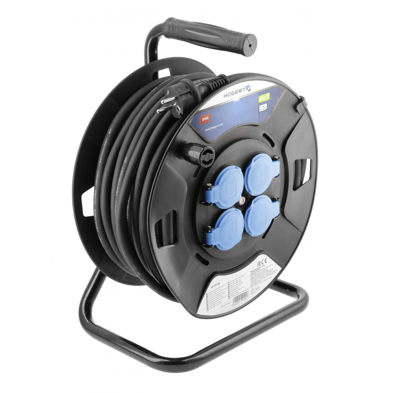 Pagarinātājs saritināms uz spoles Hogert HT1E735; 30 m; 3x2,5 mm²