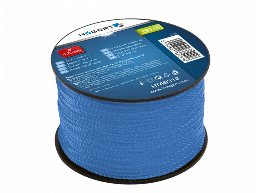 Krīta līnija / mērlente Hogert HT4B312; 1,5 mm; 50 m