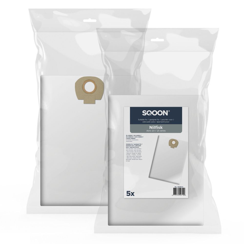 Auduma putekļu maisiņš SQOON 42255-5; Nilfisk Alto/Wap/Kew Aero 20/25; 5 gab.